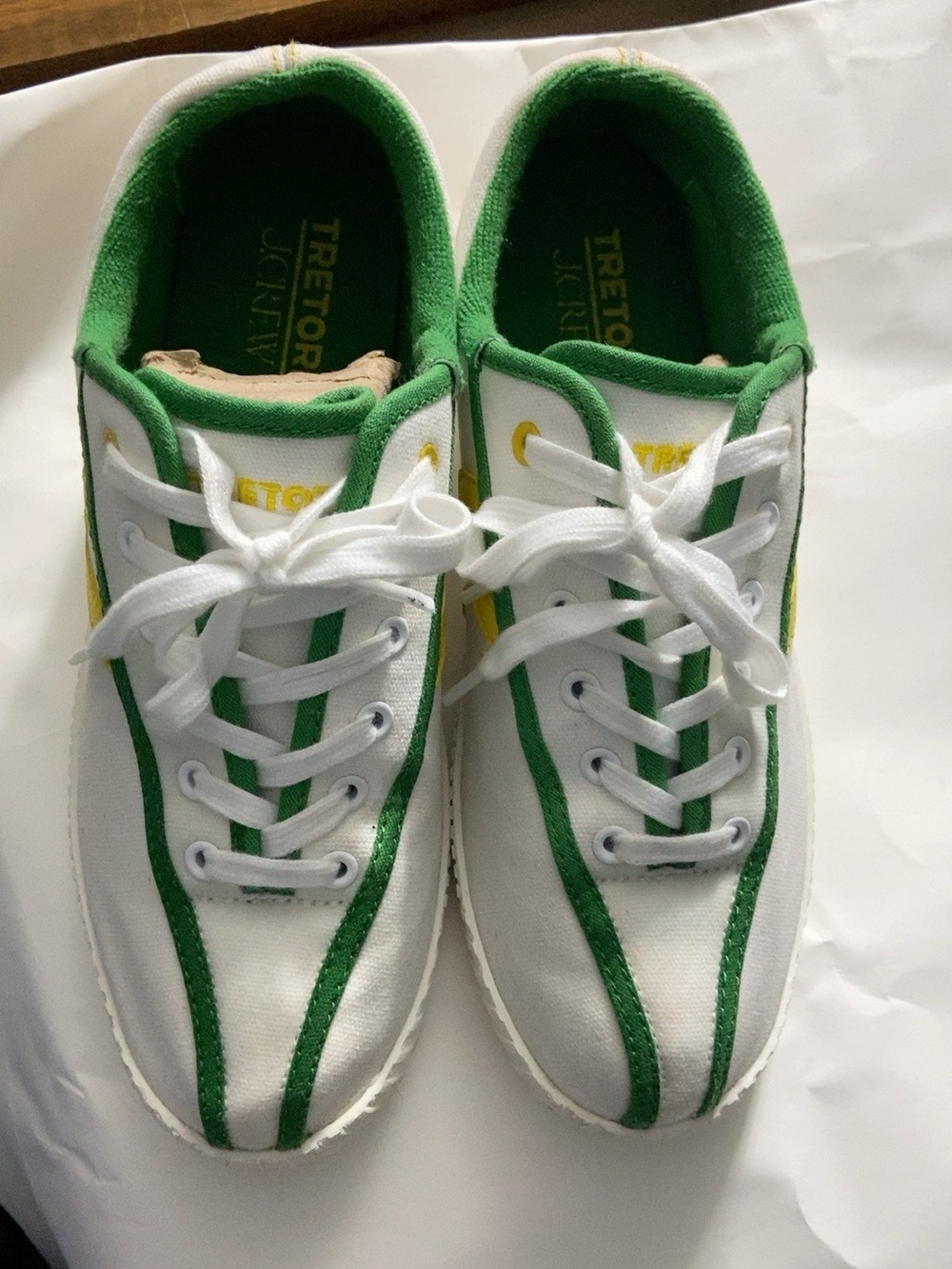 J.Crew x Tretorn Green, White & Yellow Canvas Sneakers – Size 8.5